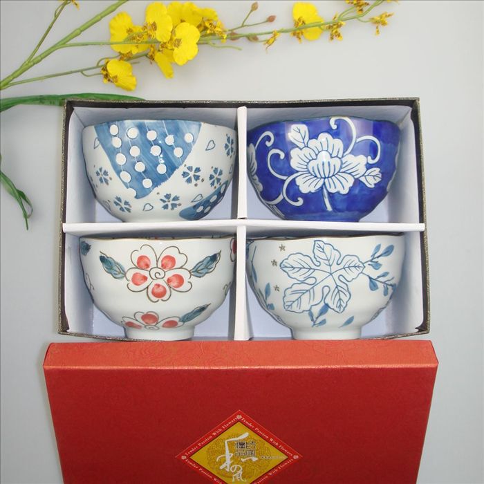 Ceramic colorful bowl Japanese style series ceramic tableware four-inlet wave mouth Bowl set