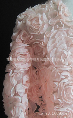 厂家高贵雪纺盘花 雪纺褶皱盘花品质良好2