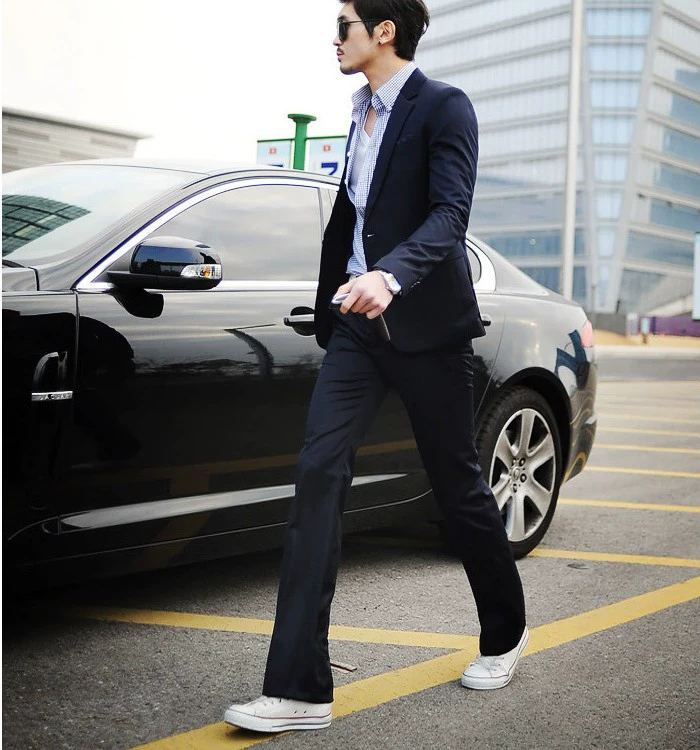 Комплект, модный костюм, корейский стиль, slim fit