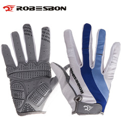 Wholesale cycling full-finger gloves for men and women, mountain bike/autumn and winter long-finger blue and white gloves