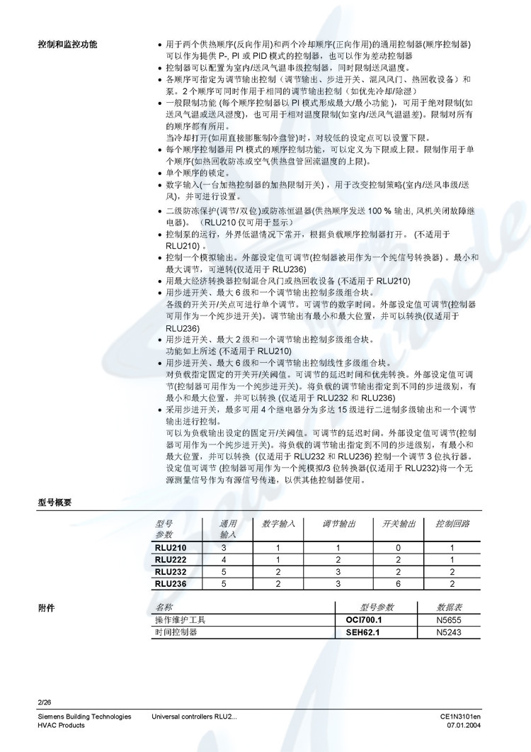 西门子RLU220 西门子控制器 Synco200通用现场DDC控制器 西门子