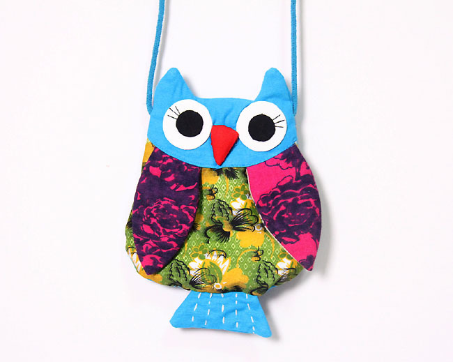 大耳朵猫头鹰印花布艺斜挎小包