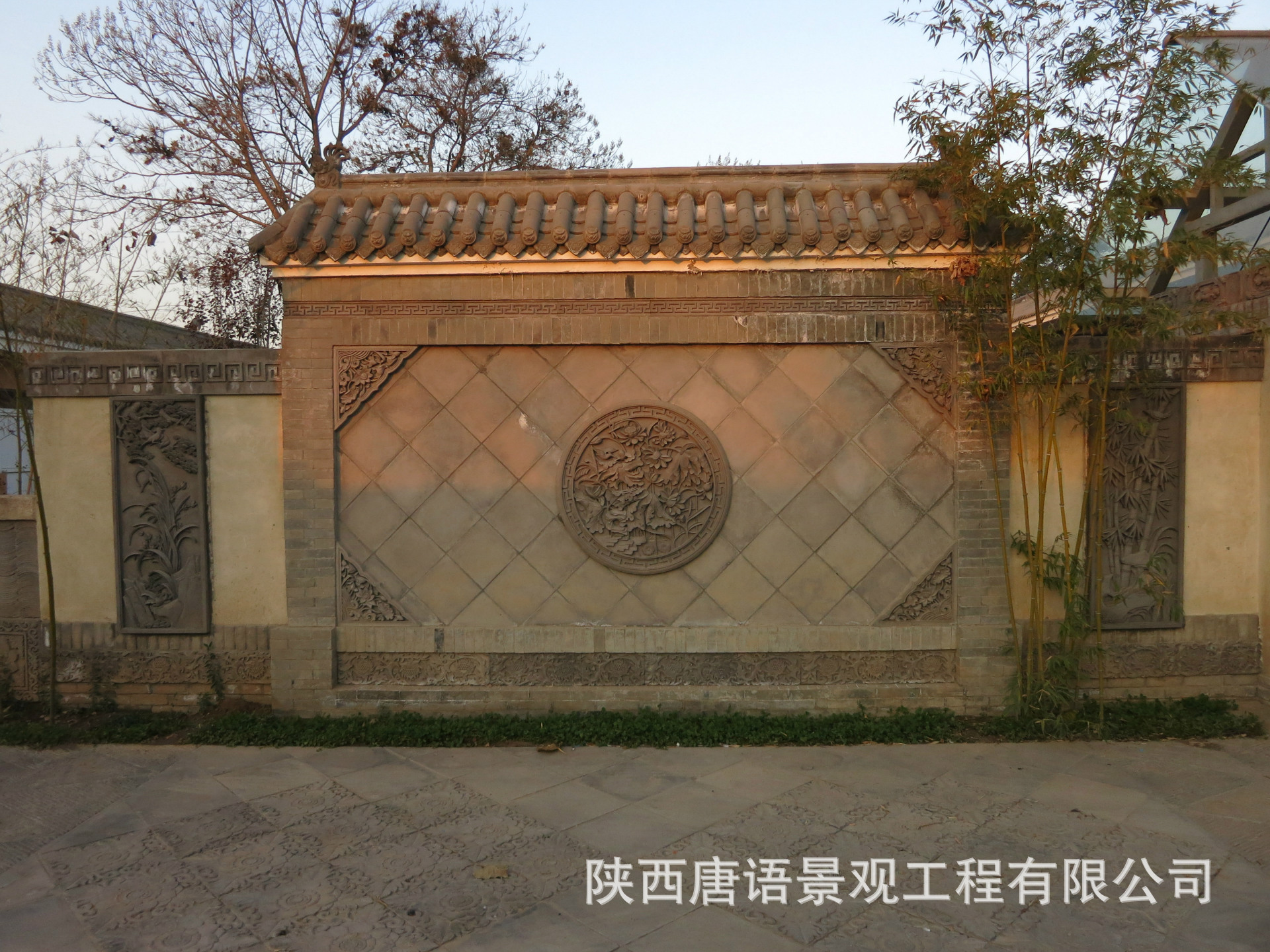 唐语砖雕古建青砖外墙中式文化砖仿古影壁墙照壁墙装饰荷花1米圆-阿里巴巴