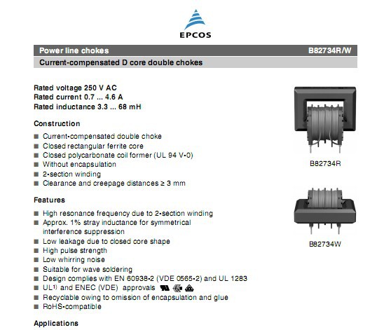 现货供应EPCOS/爱普科斯B82734W2172B30固定电感器27MH 1.7A