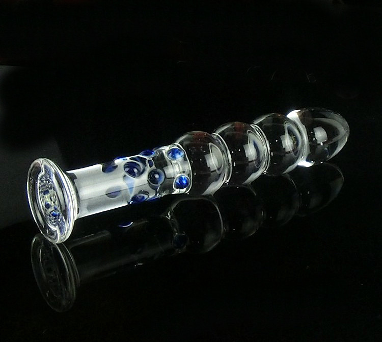 藍點葫蘆水晶玻璃陽具01 (1)