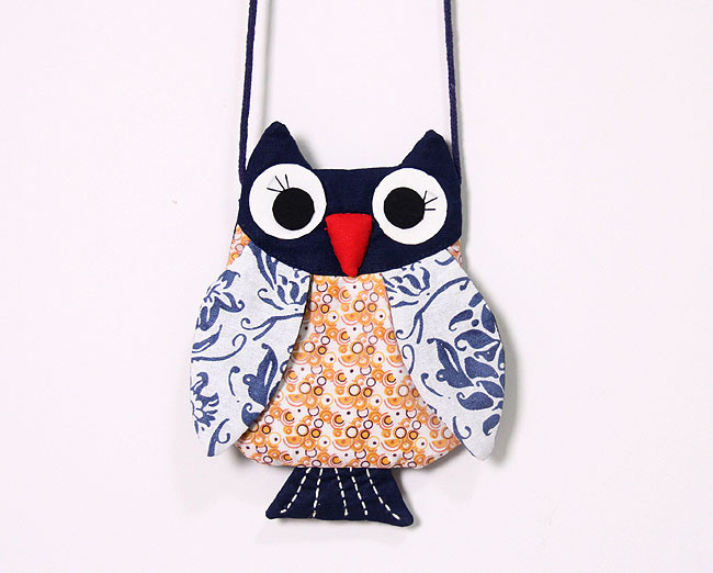 大耳朵猫头鹰印花布艺斜挎小包