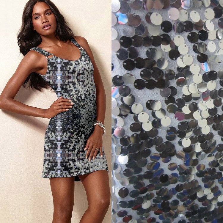 12mm挂式圆珠片 网底绣花面料 亮片绣花 时装舞台服面料 厂家直销