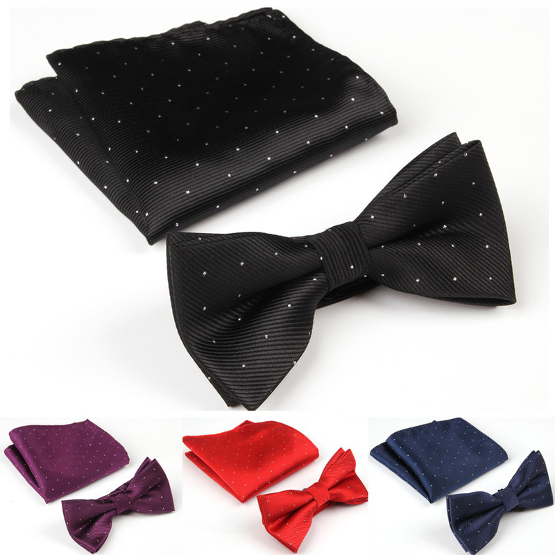 Supply square bow tie combination set wholesale monochrome bow tie men's bow tie processing fancy Supply square bow tie combination set wholesale monochrome bow tie men's bow tie processing fancy