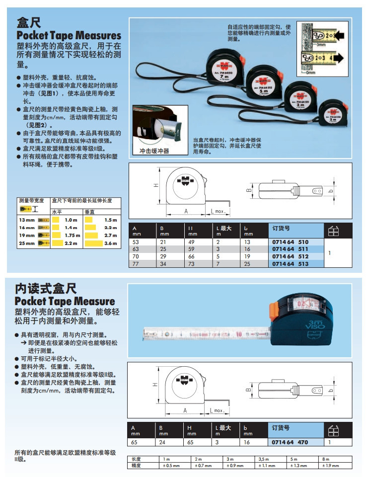 德国伍尔特盒尺塑料外壳耐摔碰 德国伍尔特卷尺紧凑型耐用