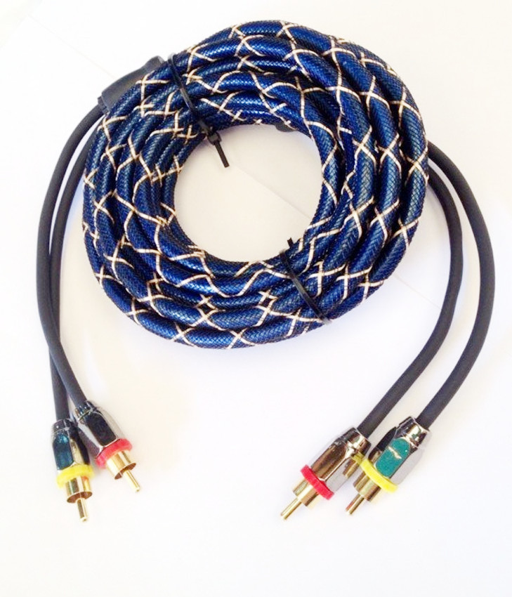 汽车音响功放音频线 车载功放音响音频线 珠光蓝4.5米