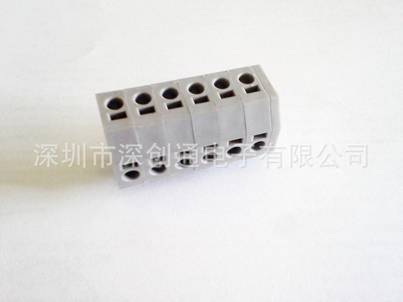 厂家供应免螺丝式  灰色 间距5.0  弹簧式PCB接线端子208