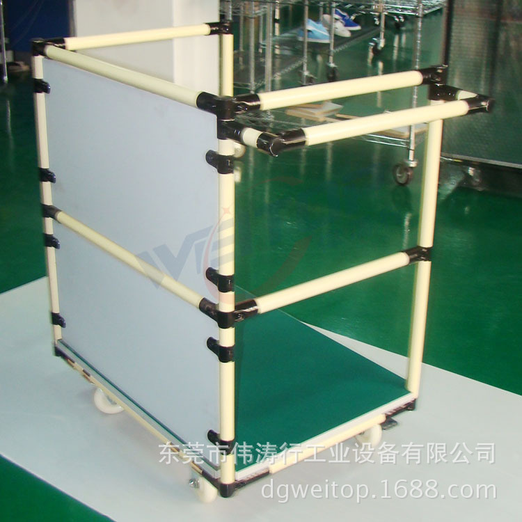 东莞厂家可定线棒超市平板手推车精益管拣货推车SMT物料周转车