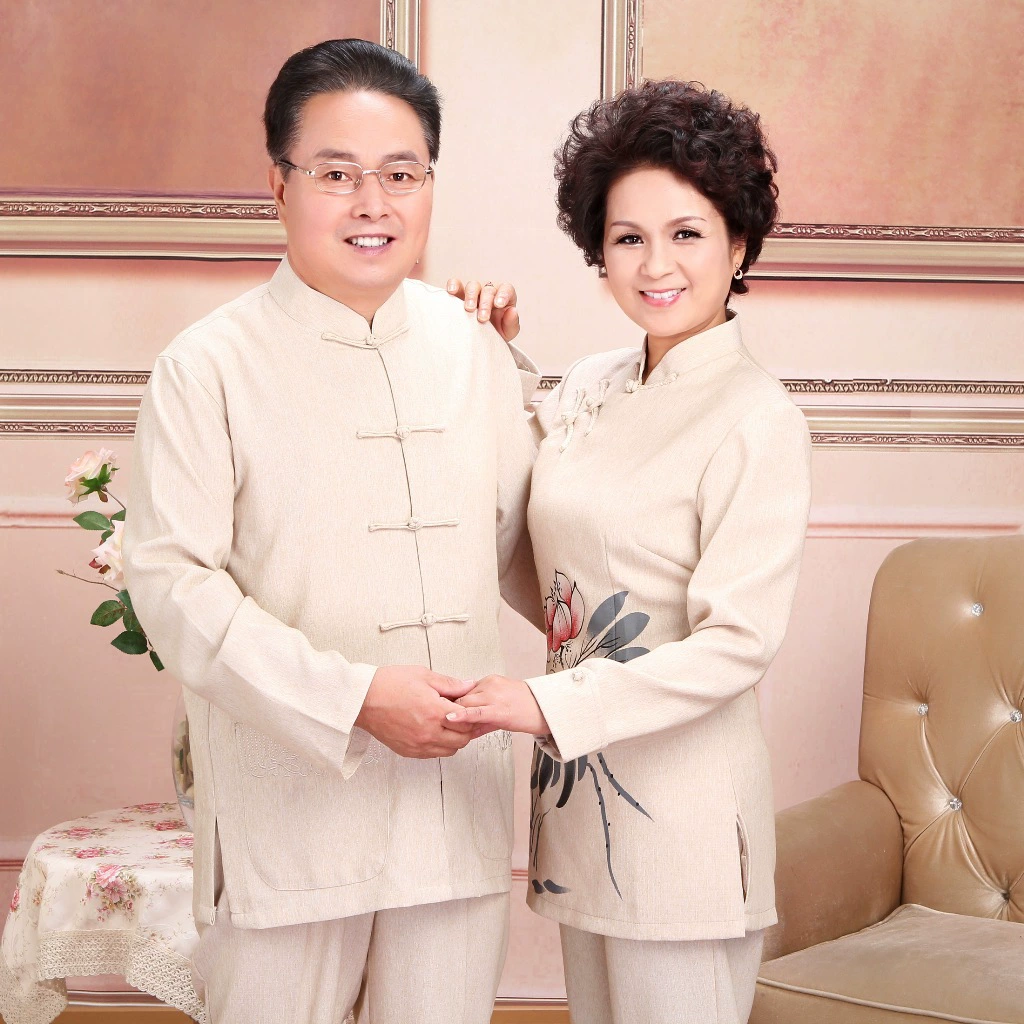 Костюм Тан для пары, мужской льняной костюм с длинным рукавом 2501-1 для среднего и пожилого возраста, хлопковая и льняная этническая одежда, хлопковая и льняная народная одежда в китайском стиле