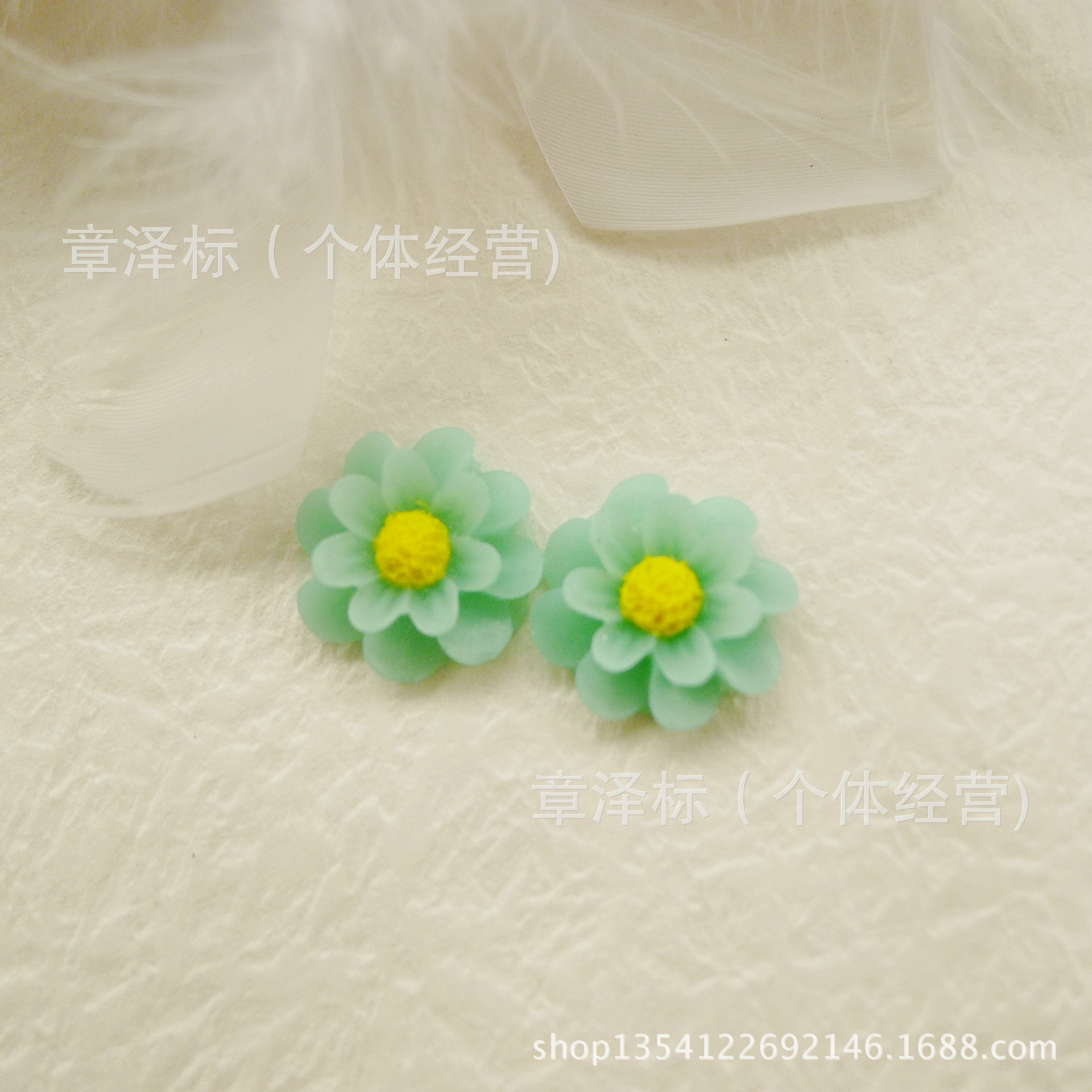 环 保树脂配饰浮雕DIY手机配件·树脂两层双色花朵 15mm