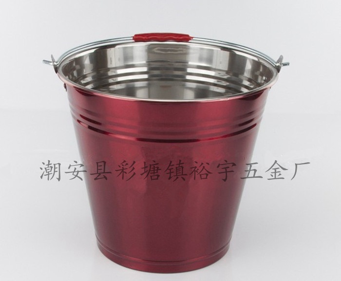 廠傢供應 加厚不銹鋼彩色提水桶 出口水桶 傢用桶