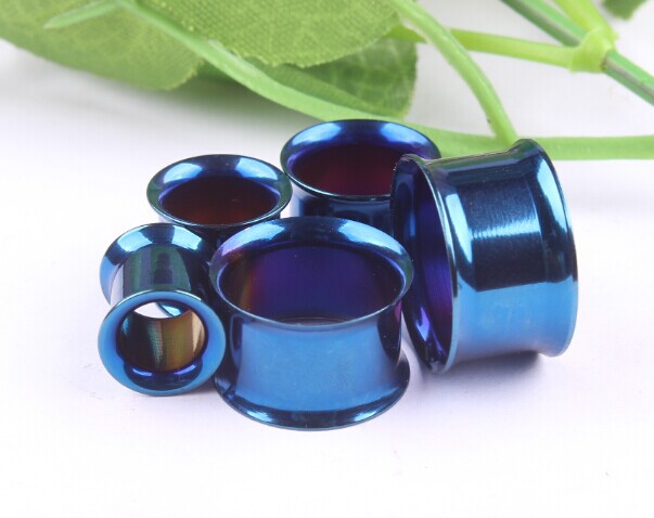 European American Stainless Steel Double Horn Ear Expander Blue Fashion Ear Plug Personality detail image 10