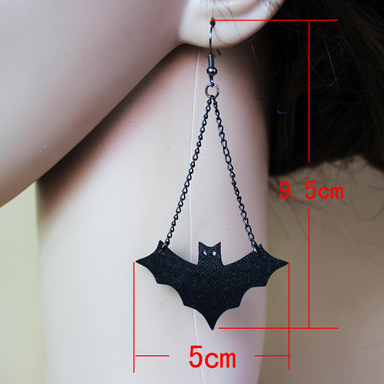 13g Weight Retro Bat Pu Leather Halloween Women's Earrings Necklace