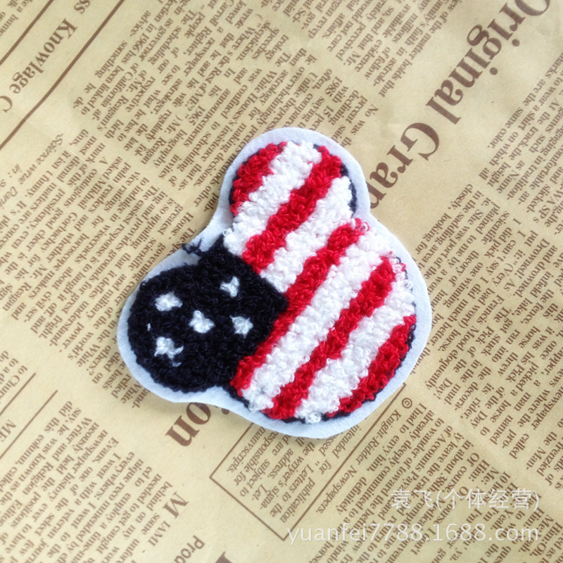 供应来样DIY加工 电脑毛巾绣花 卡通米老鼠彩色布贴 DIY补丁贴