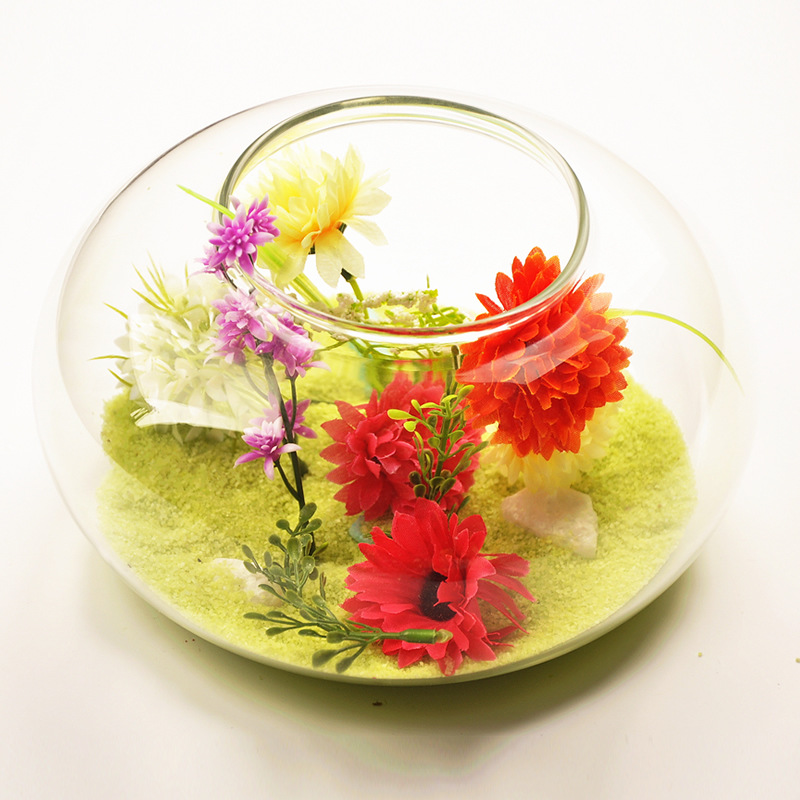 De estilo europeo creativo de vidrio transparente plano paisaje florero hidropónico de La Flor de moda accesorios para el hogar artesanía