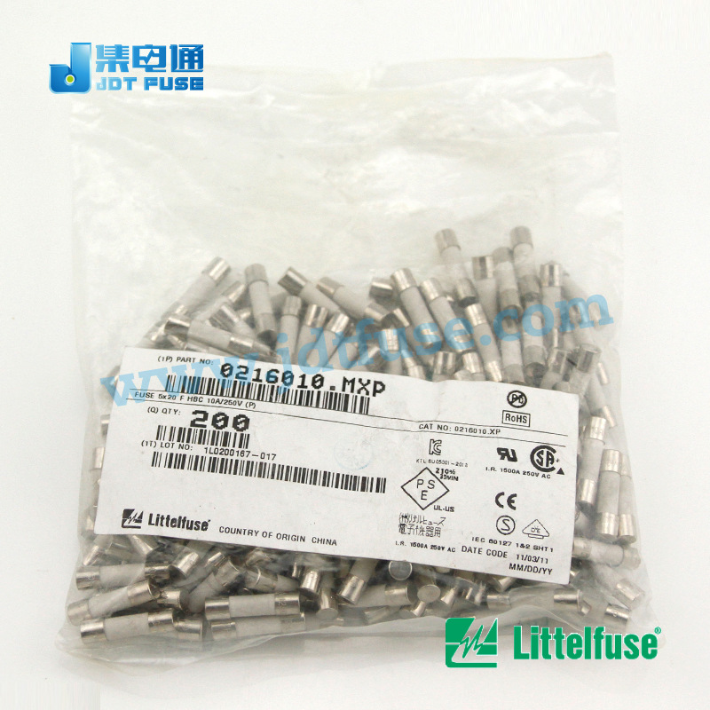 双帽0216010.MXESPP 力特代理商  带引线5*20陶瓷保险丝管10A250V