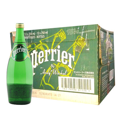 原装进口Perrier巴黎水含气矿泉水 原味正品 750ml12瓶/箱