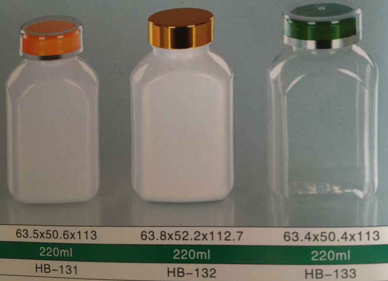 220ml扁方形 PET聚酯瓶 保健品瓶 双层盖 铝合金盖 颜色可定