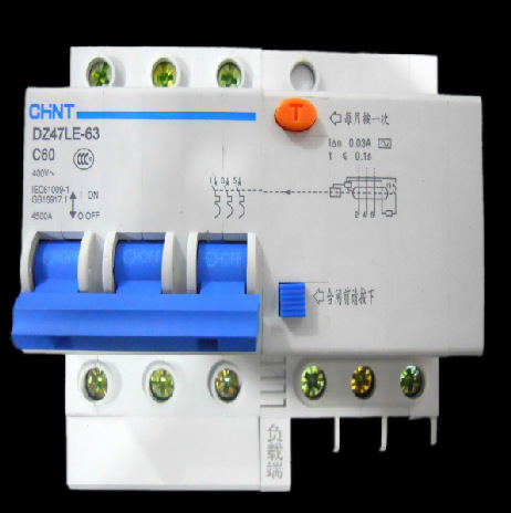 正泰低压电器 3P60A带漏电 小型断路器 空气开关 DZ47-3P C型