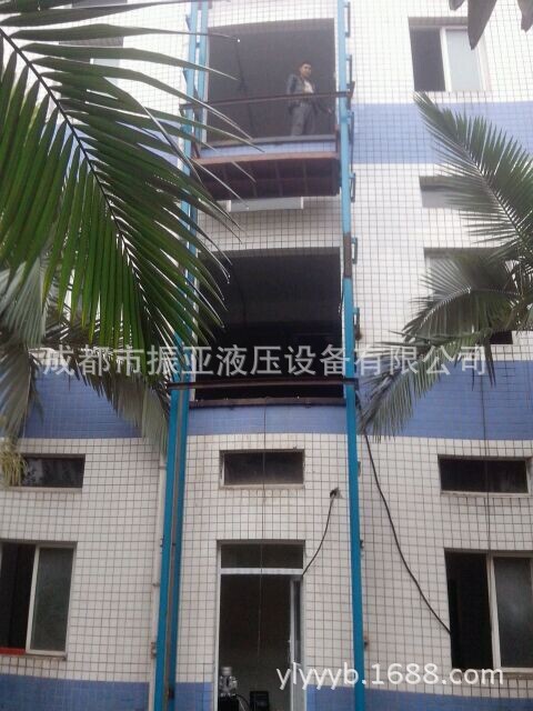 双轨双缸导轨式升降机，固定链条式升降平台，成都导轨式升降货梯