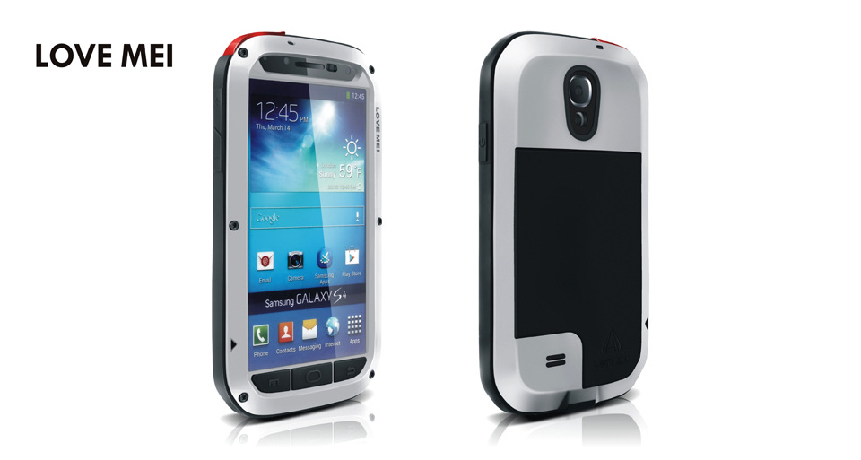 LOVE MEI Powerful Water Resistant Shockproof Dust/Dirt/Snow Proof Aluminum Metal Outdoor Heavy Duty Case Cover for Samsung Galaxy S4