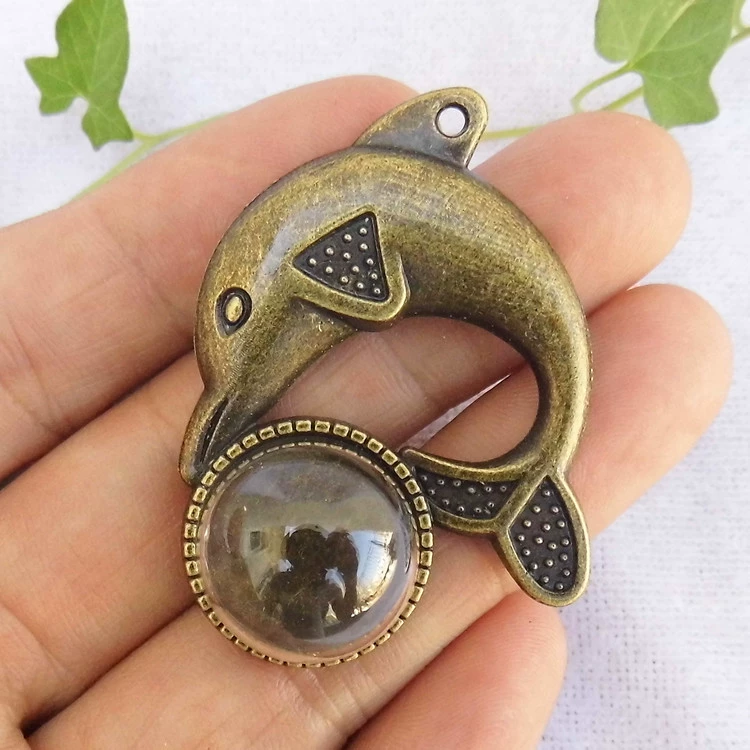 DIY ретро ювелирная цепь материал время драгоценный камень низкая поддержка с полусферой с дельфиновой драмой бусина оптом