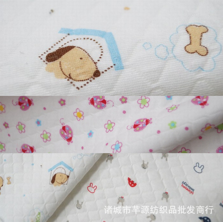 空气层针织面料 衍缝夹棉提花空气层 三层保暖婴儿尿布布料|ms