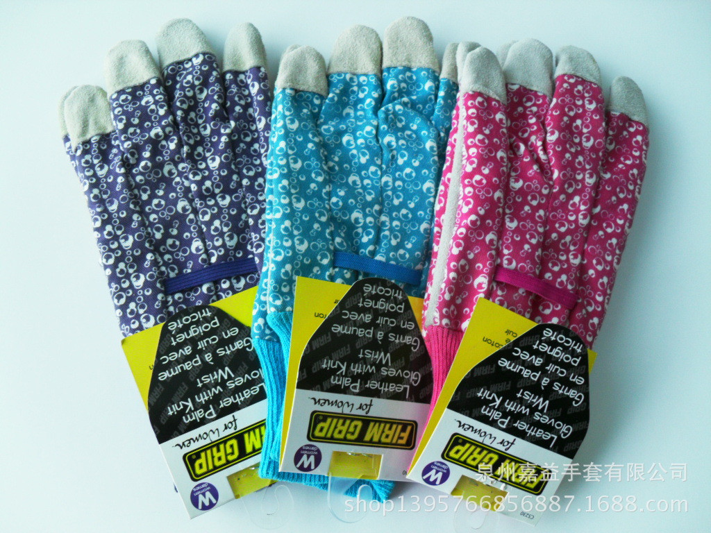 土黄牛二层皮罗口花园手套