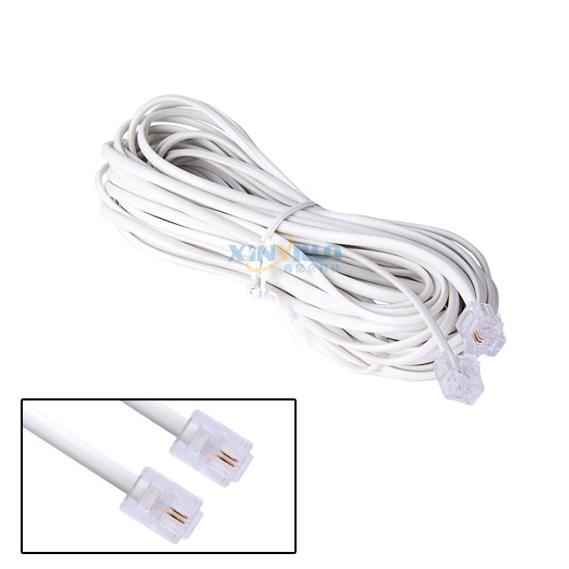 Двухъядерная телефонная линия 6P2C законченная телефонная линия RJ11 стационарная кабельная удлинительная линия 25 футов FT