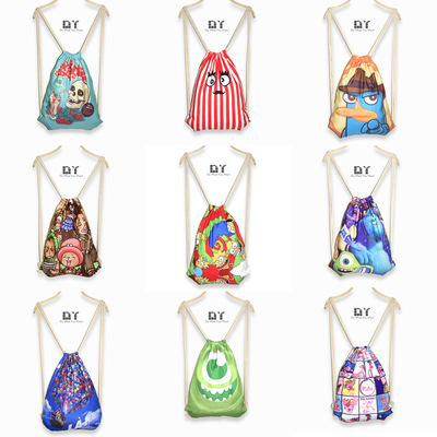 [On behalf of special] 621 Japan zipper Harajuku Shoulders Drawstring bag Printed Bag Fascicular pouch wholesale