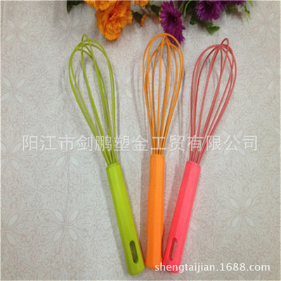 特价促销 彩色10寸硅胶打蛋器 不锈钢手柄鸡蛋搅拌器 厂家现货|ms