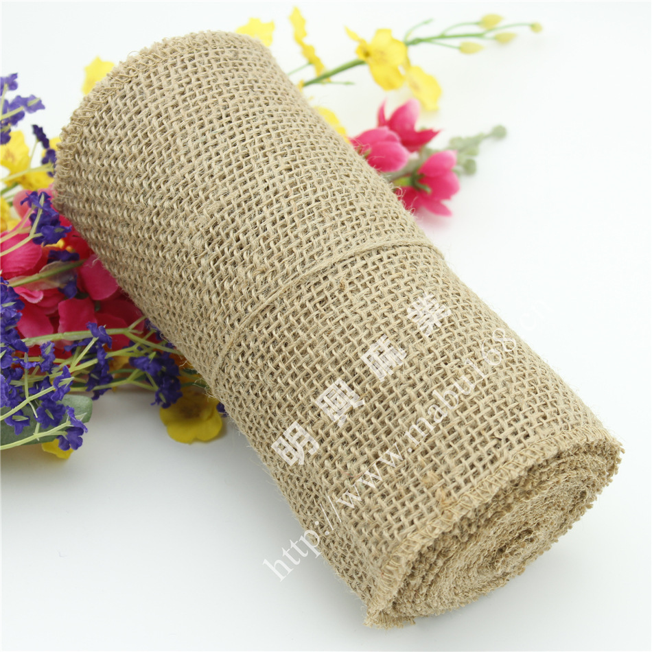 40本色拷边麻布卷 黄麻织带 jute burlap ribbon|ru