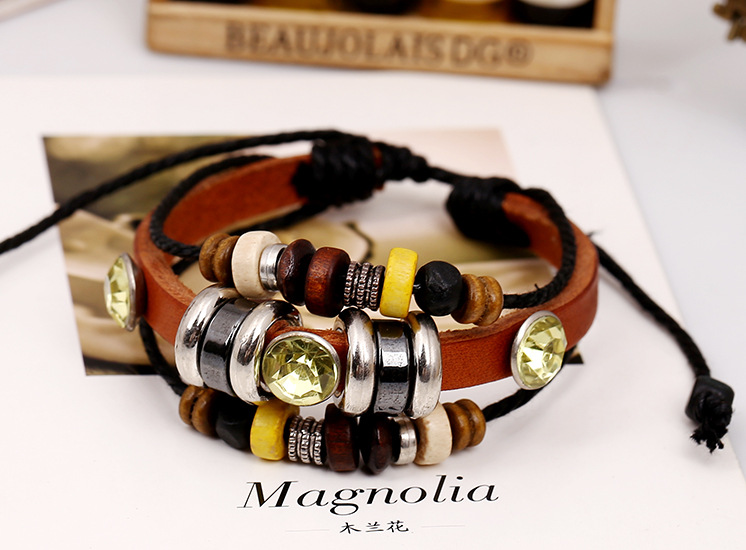 New Bracelet Beaded Leather Bracelet Personalized Jewelry Lovers Jewelry display picture 1