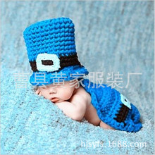 新款百天寶寶新生兒童攝影服裝手工針織帽子批發廠家直銷