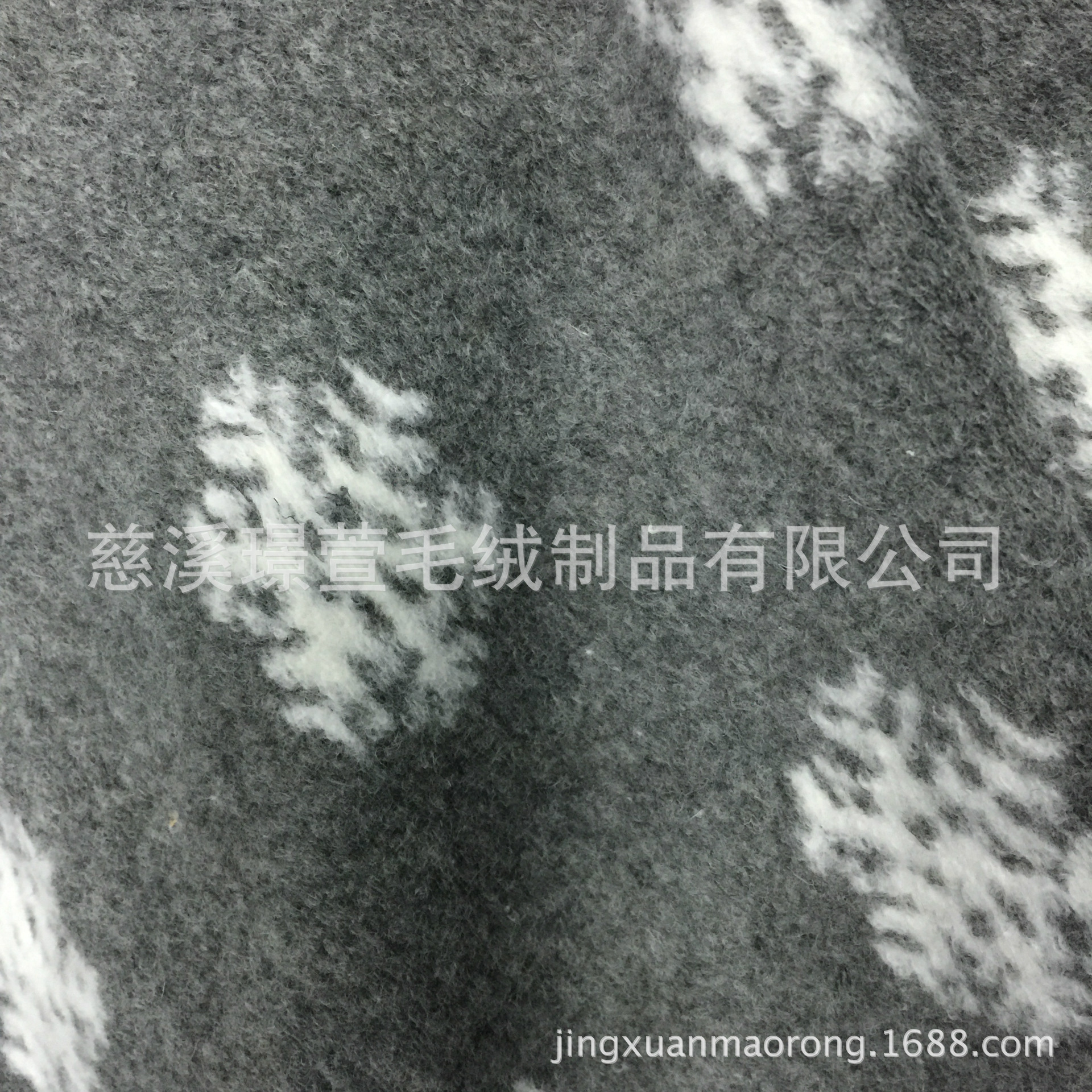 厂家直供毛呢 反吹风羊毛呢 女装大衣 灰底雪花 服装面料布料