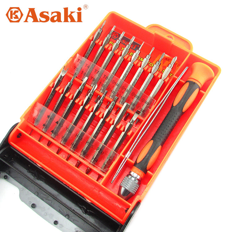 ASAKI 34件套电讯批组合套装 手机数码平板电脑维修螺丝批刀工具