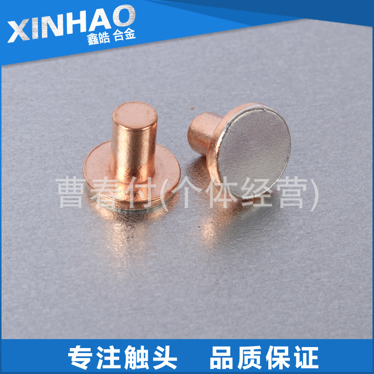 供应 厂家直销 优质铆钉银触点 复合银触点铆钉 可加可定做