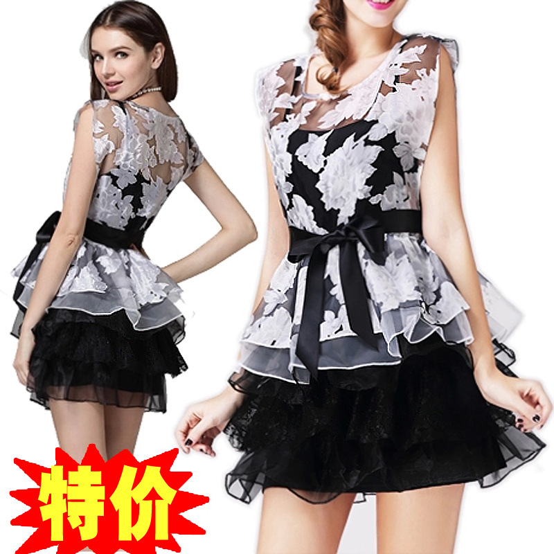 孙俪同款2022夏装蓬蓬裙欧根纱两件套连衣裙礼服裙修身欧美风格