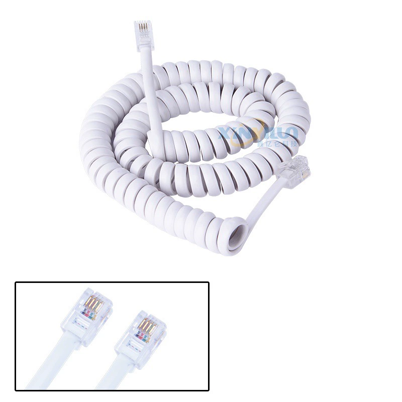 Телефонная трубка линия Телефонная кривая белая 2 м 4P4C RJ9 ручка линия Рогатка линия Весенняя линия
