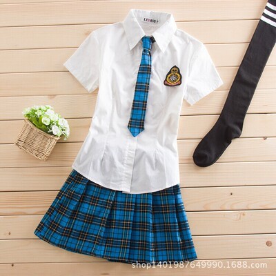 夕泽情趣内衣 学生装制服诱惑 格子学生服短裙配白色衬衫4057|ms