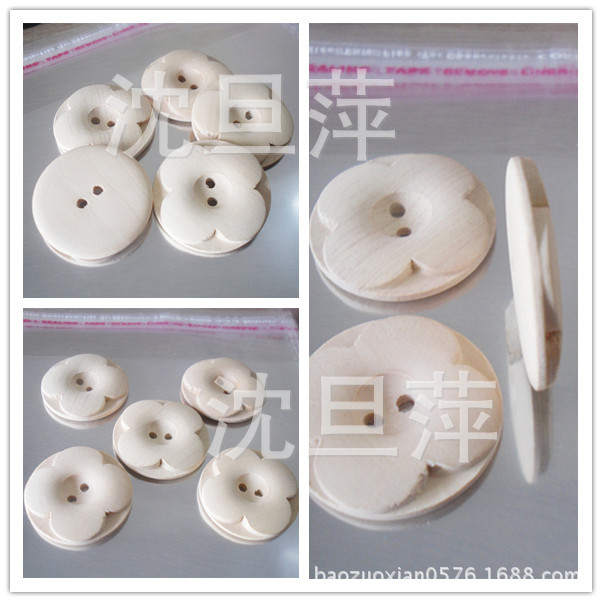新款上市 批发供应木制圆纽梅花扣 木扣子 服装辅料 直径30MM