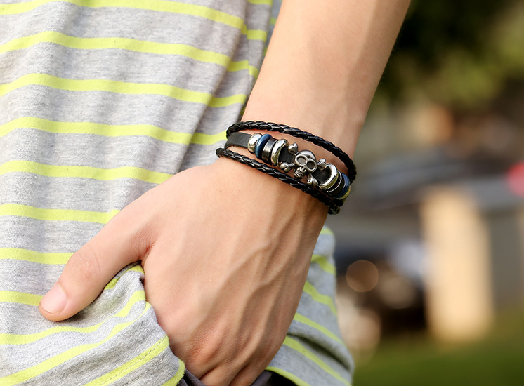 Punk Bracelet Leather Handmade Vintage Leather Bracelet display picture 3