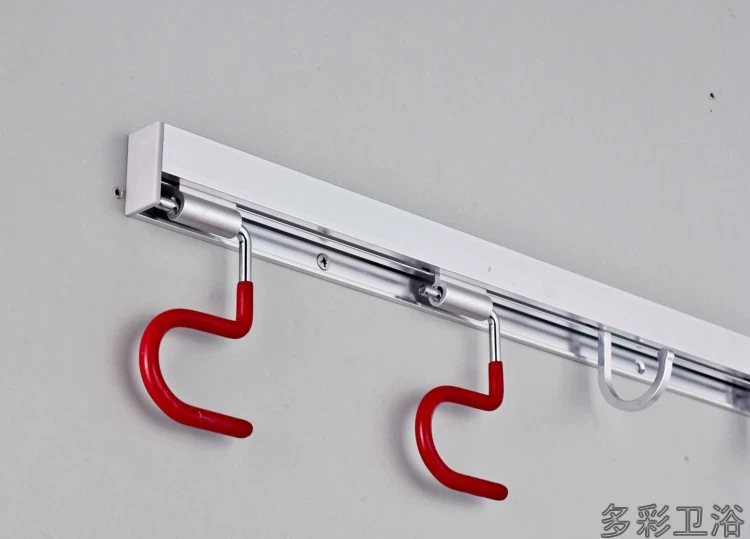 Factory hot selling multifunctional space aluminum mop broom rag holder with hook balcony bathroom 2 tow 2 hanging