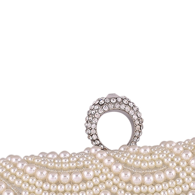 Pearl Diamond Dinner Banquet Bride Wedding Hand Take Chain Bag Ring Buckle Lady Bag display picture 6