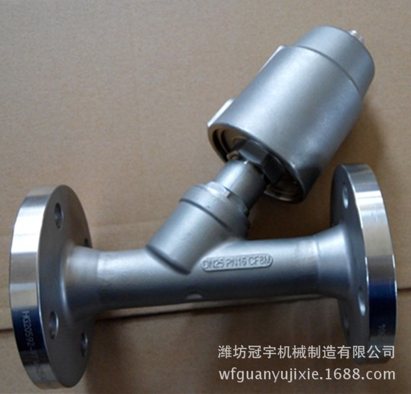 厂家直供不锈钢材质Y型DN32煤气化工蒸汽管道用法兰式气动角座阀