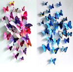 Трехмерное реалистичное украшение с бабочкой, ткань на стену, магнит на холодильник, комплект, 3D, 12 штуки
